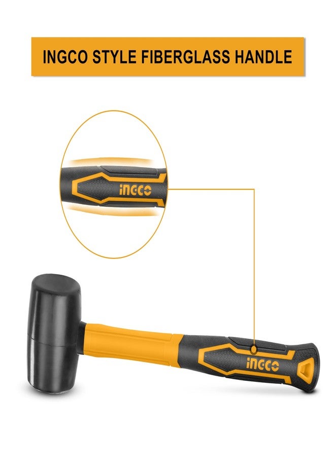 إنجكو مطرقة مطاطية من إنجكو، وزنها 220 غرام، بتصميم فريد ومقبض من الألياف الزجاجية، مطرقة مطاطية احترافية للأرضيات والنجارة - Image 2